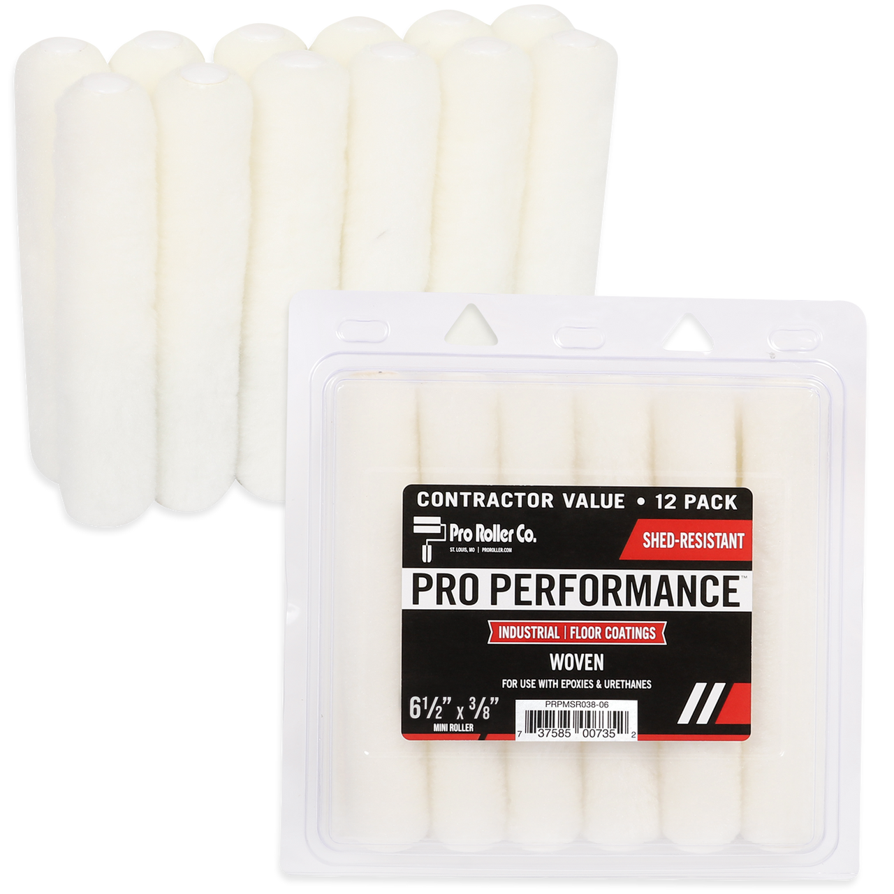 4" x 3/8" Pro Performance - woven Mini Roller - 12 Pack