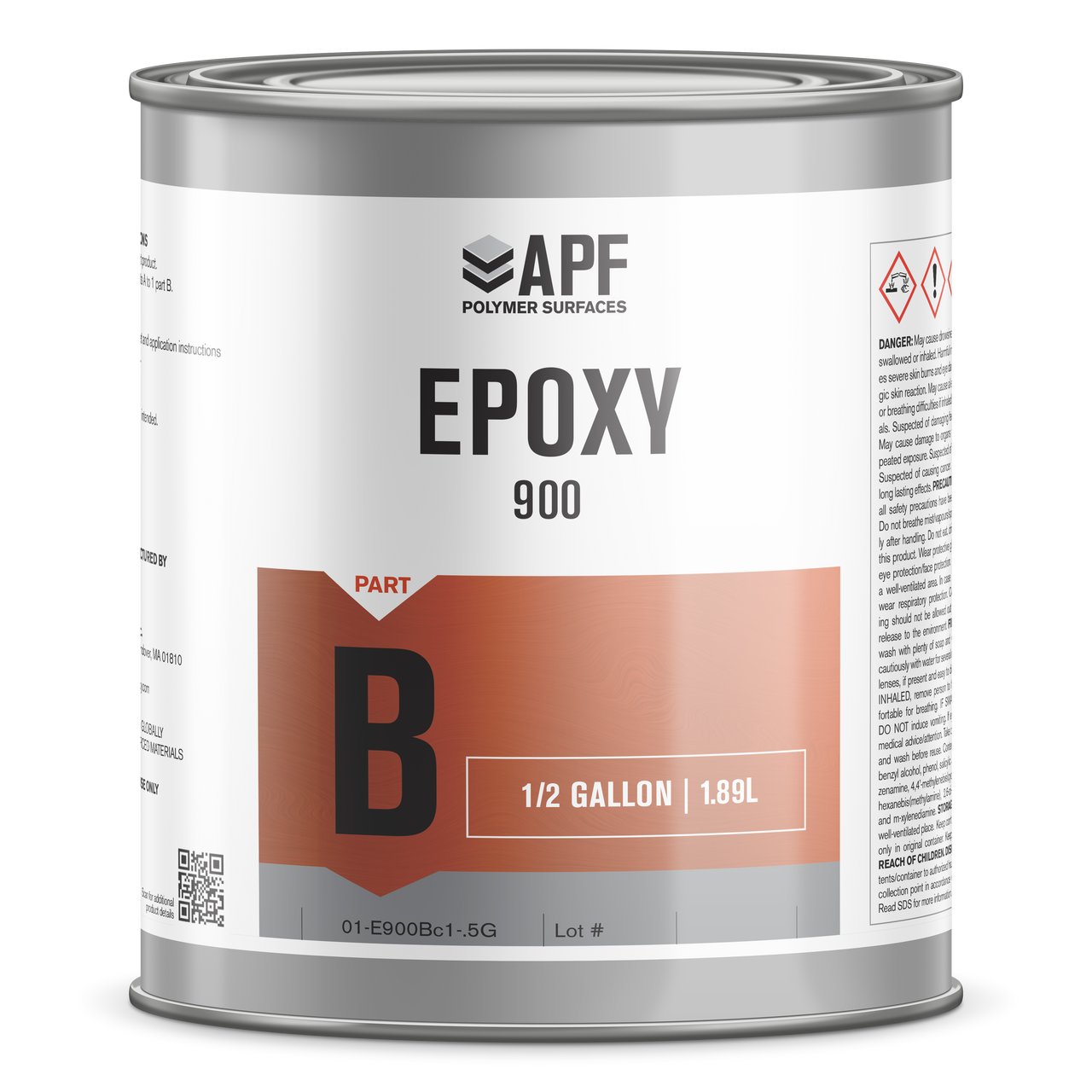 APF Epoxy Novolac 900 Part B 1/2 Gallon activator. Hardener component for chemical resistant novolac epoxy floor coating kits.