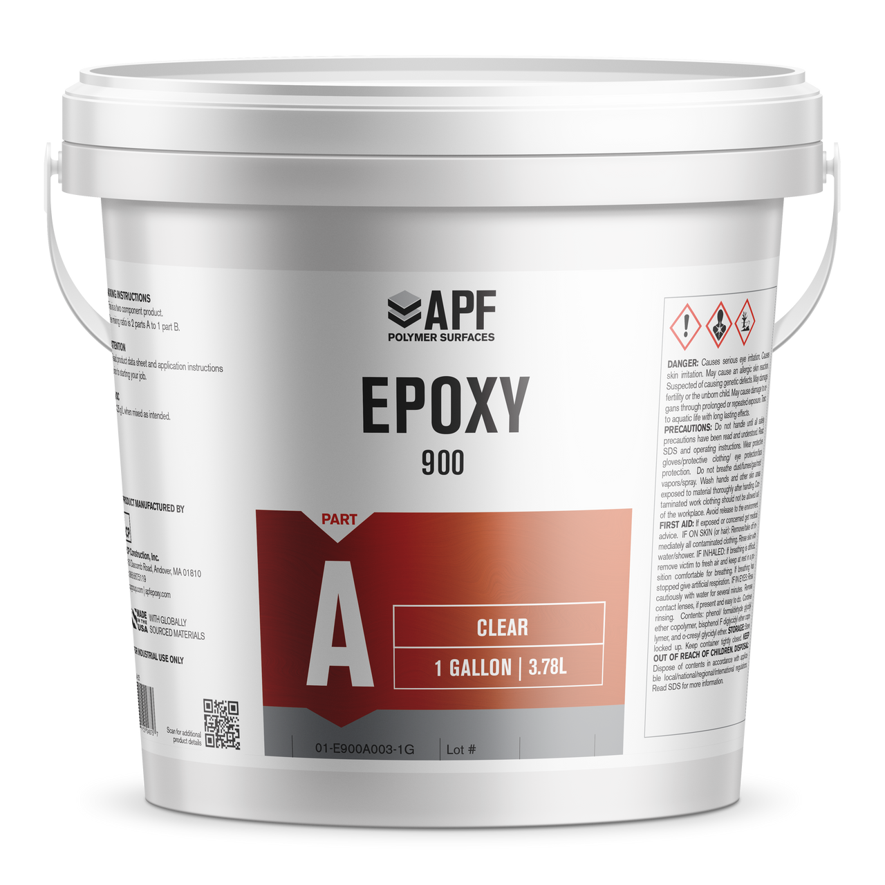 APF Epoxy Novolac 900 Part A 1-Gallon bucket. High-solids, chemical resistant novolac epoxy for industrial acid and battery charging environments.