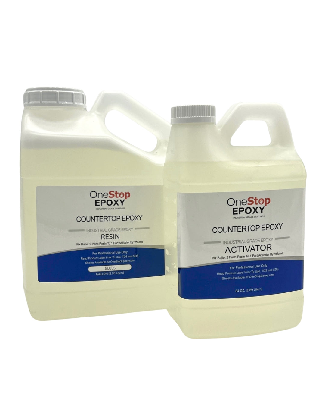 Professional-grade countertop epoxy refinishing kit by One Stop Epoxy, ideal for DIY kitchen and bathroom upgrades.