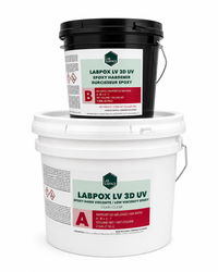 Thumbnail for Two-bucket kit of LABPOX LV 3D UV Ultra Low Viscosity Metallic Epoxy including a 2-gallon Part A resin pail and a 1-gallon Part B hardener for advanced 3D floor designs.