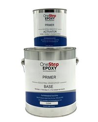 Thumbnail for Two containers of One Stop Epoxy Primer, one labeled as 'PRIMER A' and the other as 'BASE,' both in clear color.