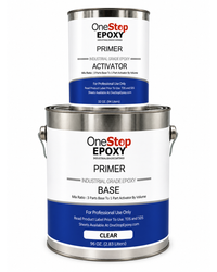 Thumbnail for Two containers of One Stop Epoxy Primer, one labeled as 'PRIMER A' and the other as 'BASE,' both in clear color.